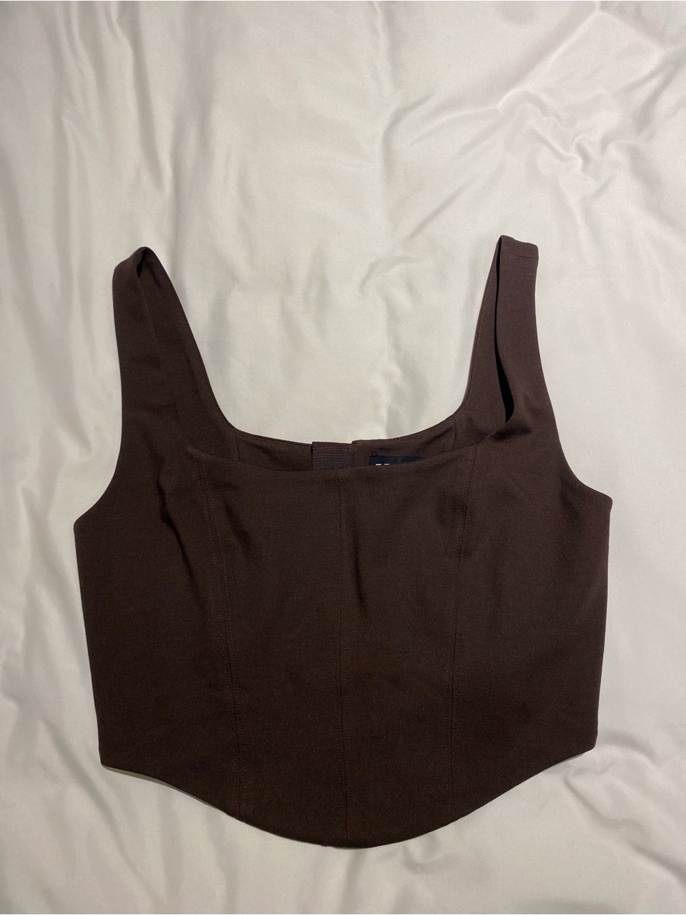 Babaton Dark Brown Square-Neck Crop Top
